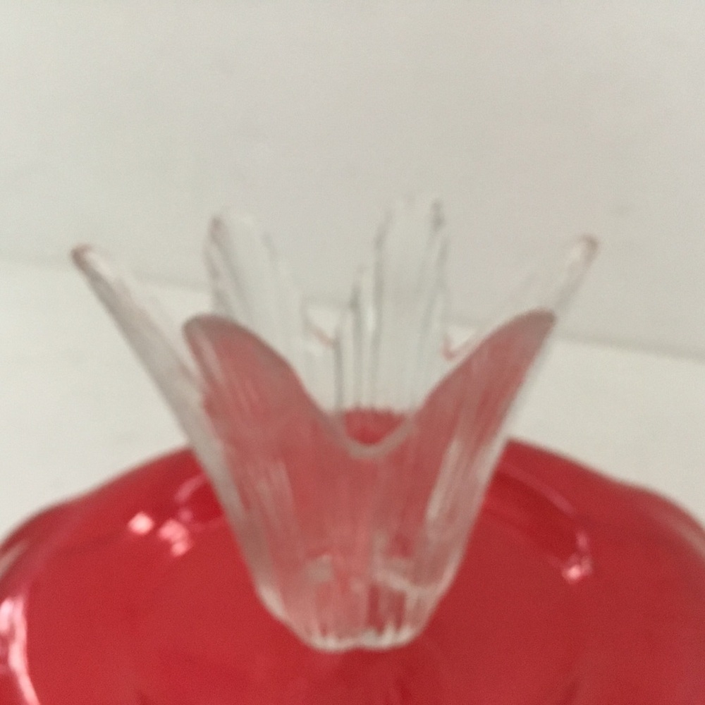 Candle Holder with Floral Design. Clear Glass